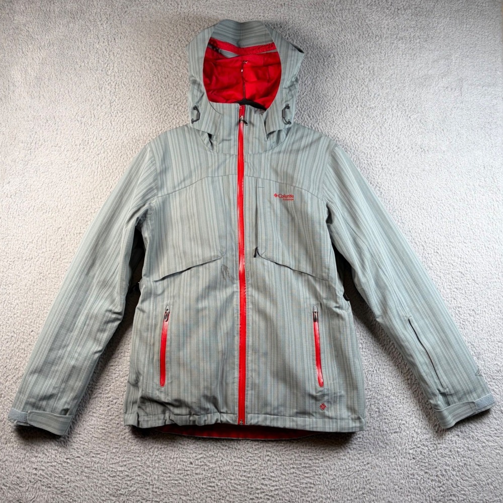Columbia Titanium Omni-Heat Ski Jacket Mens Large Grey Red Snowboard Alpine